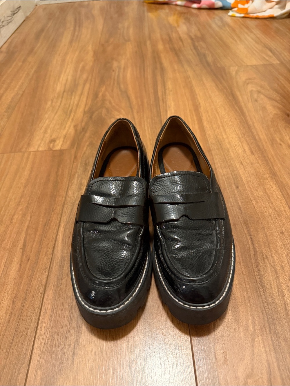 Franco Sarto Black Leather Women's Penny Loafers